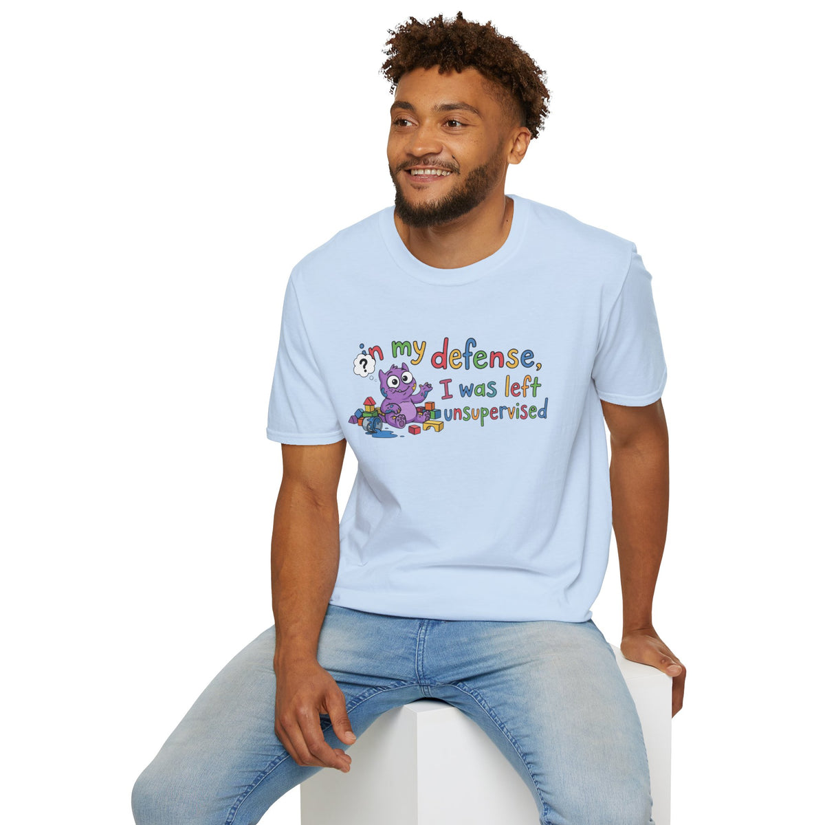 T‑Shirt — “In My Defense, I Was Left Unsupervised” Cute Monster Tee