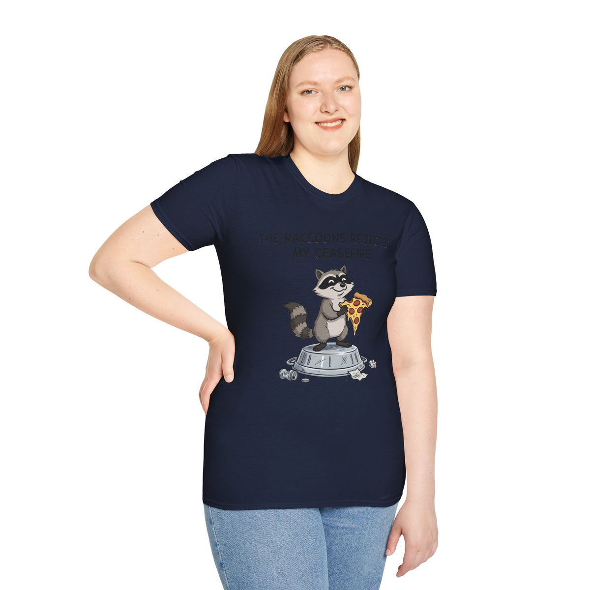 Funny Raccoon Pizza T-Shirt — "The Raccoons Rejected My Ceasefire"