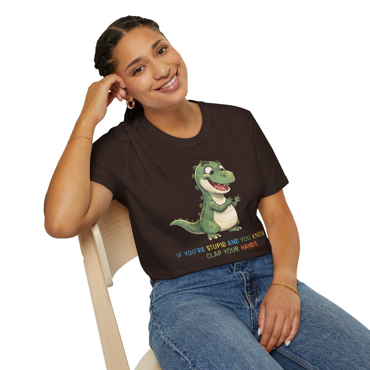Cute Cartoon Dinosaur Tee — "Clap Your Hands" Kids Graphic T-Shirt
