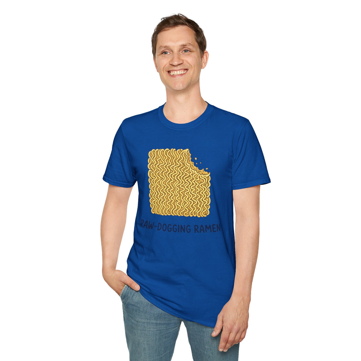 Ramen Graphic Tee — "Raw-Dogging Ramen" Funny Noodle Bite T-Shirt