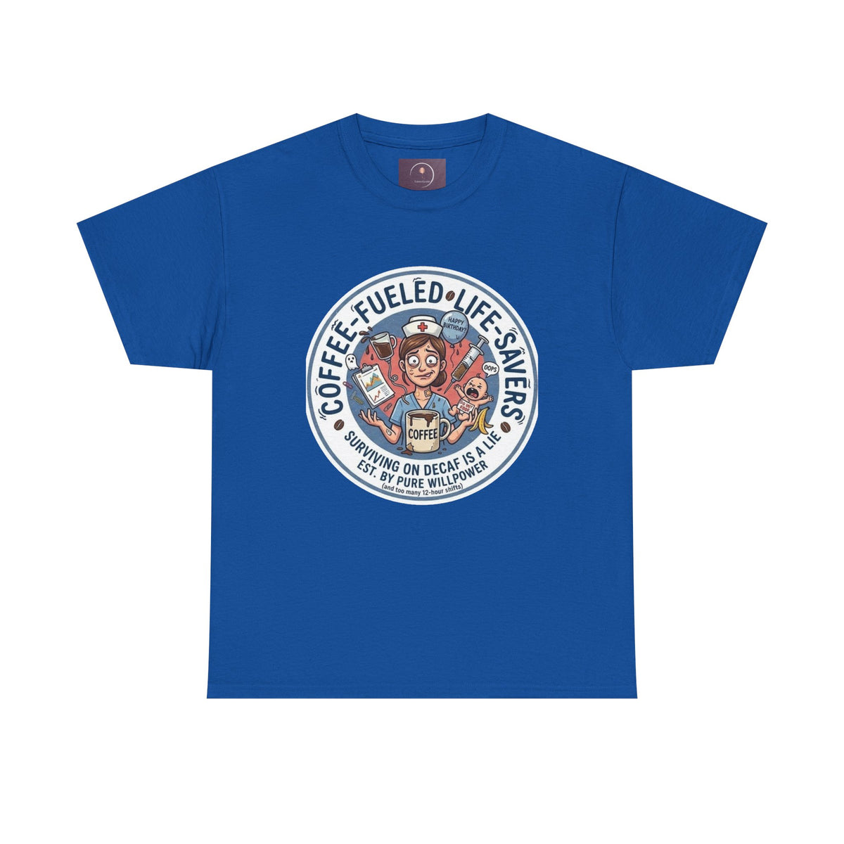 T-shirt "Paramedic & Nurse Coffee Badge" — "Sauveurs de vies alimentés au café" T-shirt rétro EMS Café