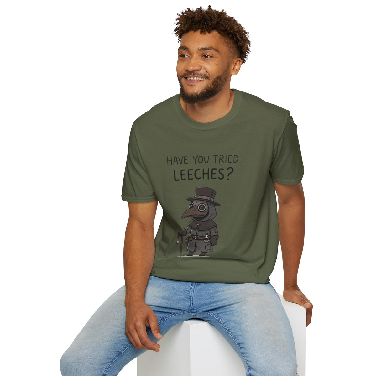 Plague Doctor T-Shirt — “Have You Tried Leeches?” Vintage Medical Humor Tee