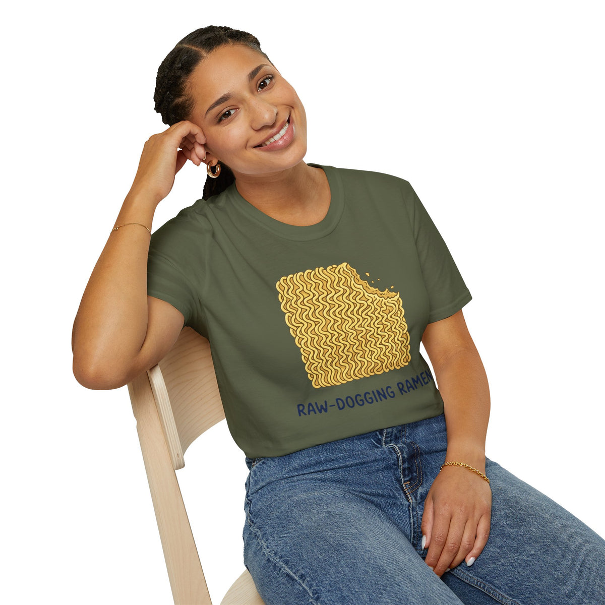 Ramen Graphic Tee — "Raw-Dogging Ramen" Funny Noodle Bite T-Shirt