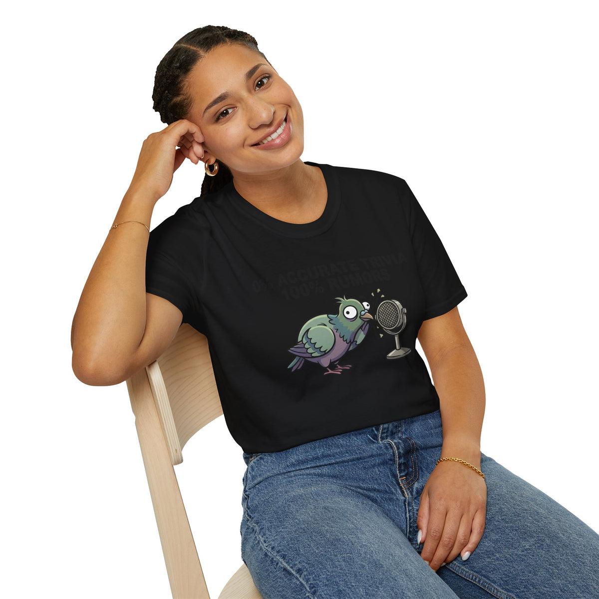 Trivia Rumor Pigeon T-Shirt — 0% Accurate Trivia 100% Rumors Graphic Tee
