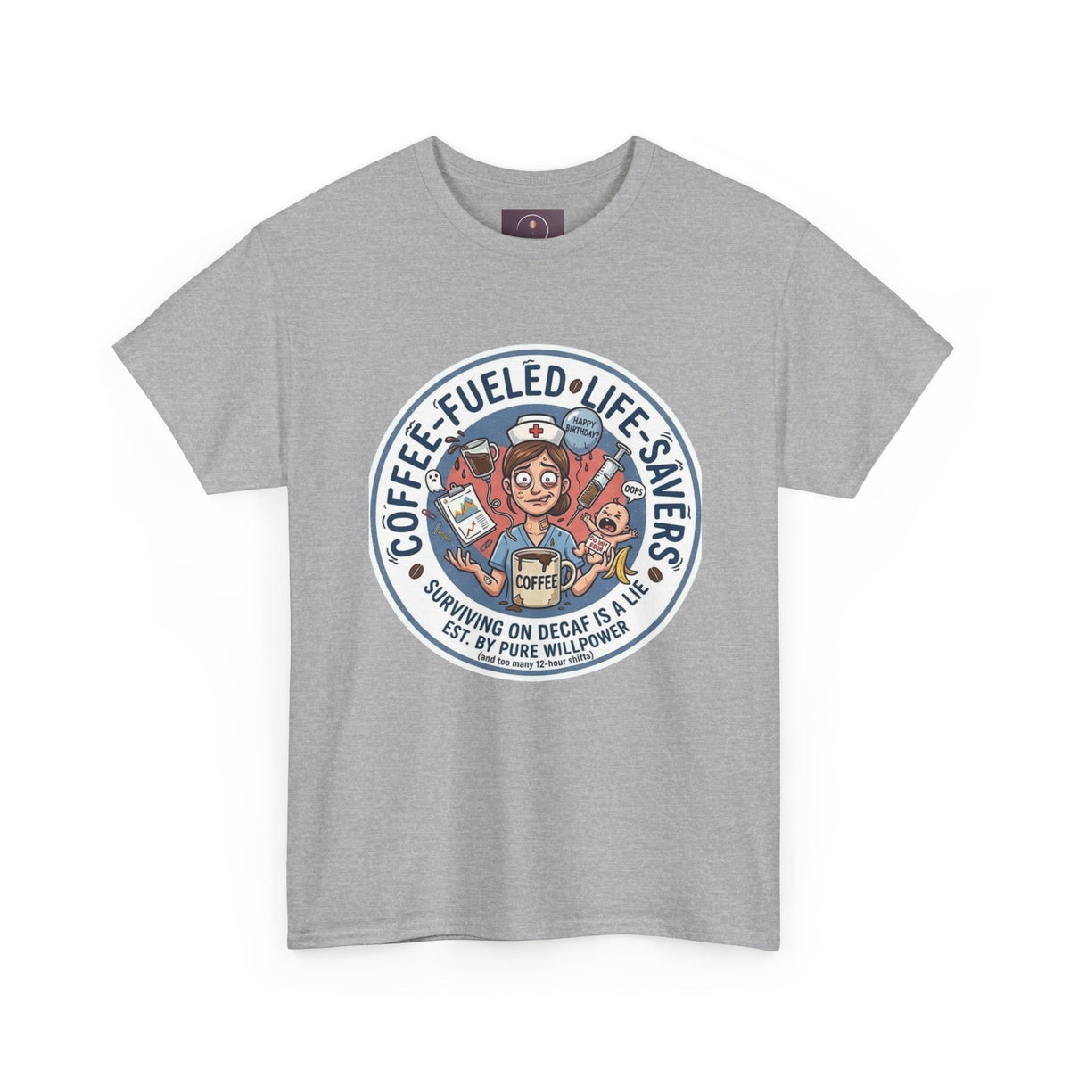 T-shirt "Paramedic & Nurse Coffee Badge" — "Sauveurs de vies alimentés au café" T-shirt rétro EMS Café