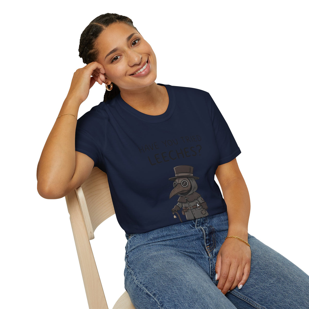 Plague Doctor T-Shirt — “Have You Tried Leeches?” Vintage Medical Humor Tee