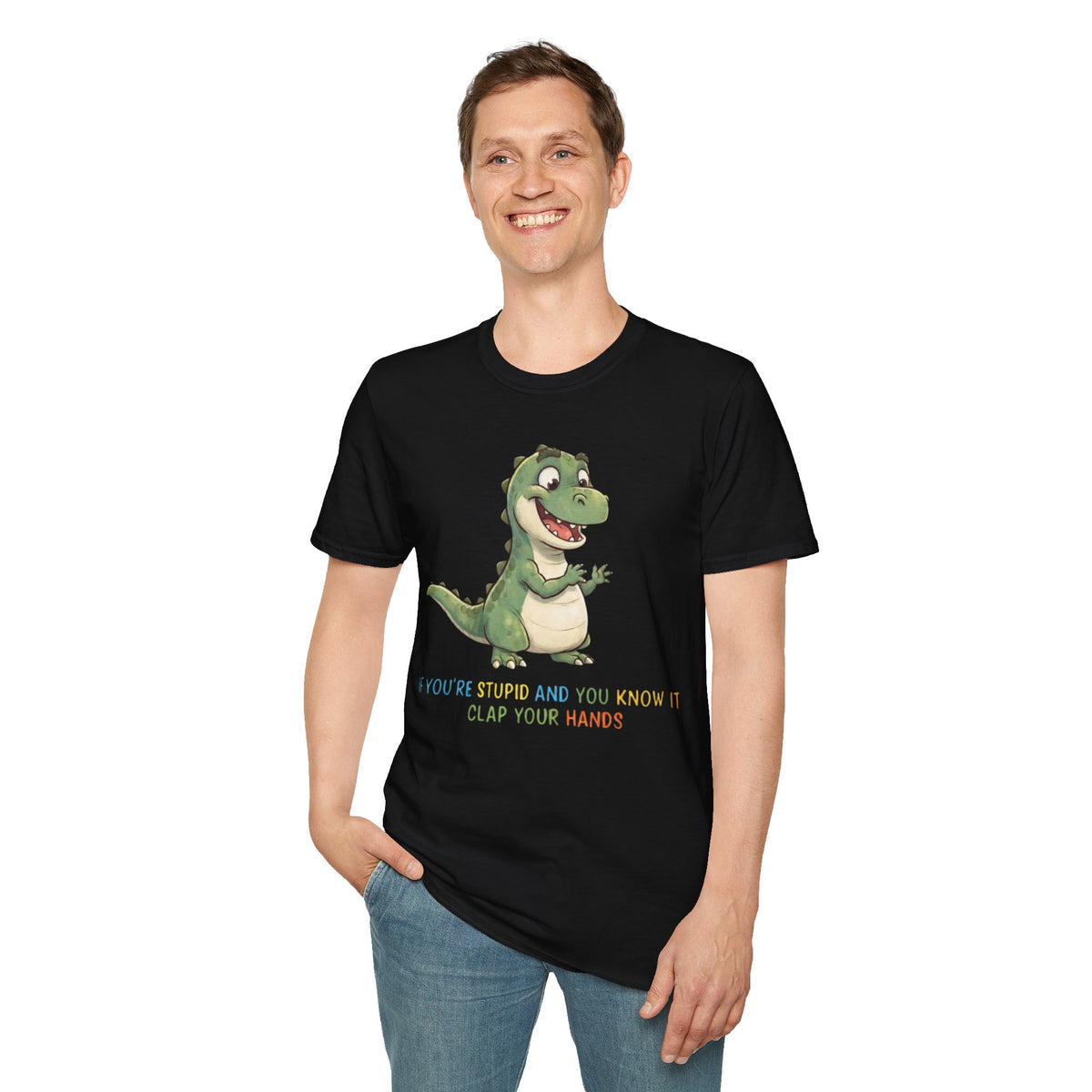 Cute Cartoon Dinosaur Tee — "Clap Your Hands" Kids Graphic T-Shirt