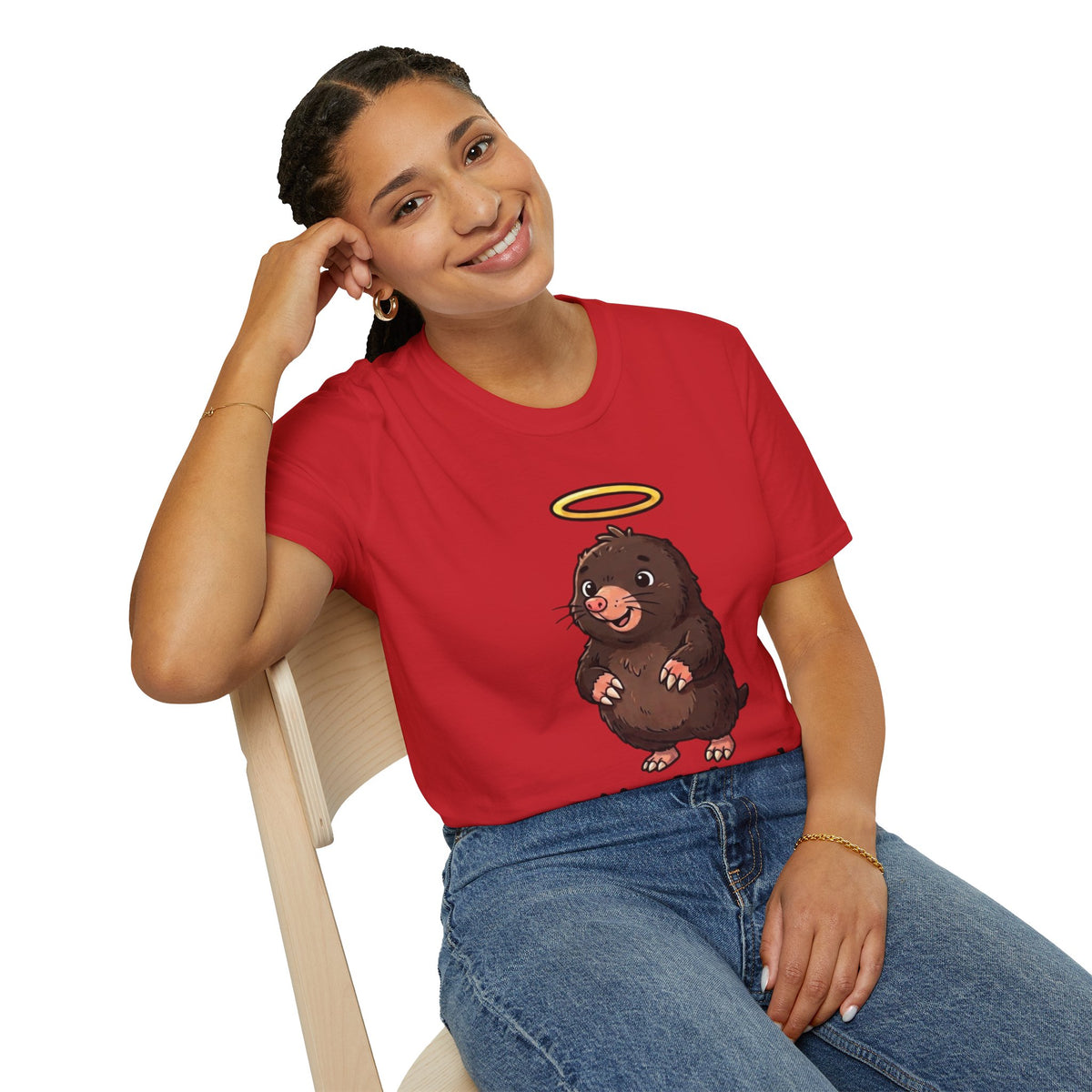 Angel Mole T‑Shirt — Cute Halo Mole Design, "...it's a holy moley" Graphic Tee