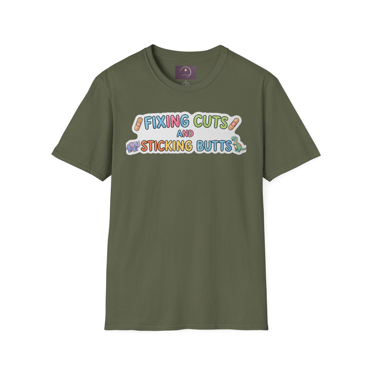Funny Pediatric Nurse Tee — "Fixing Cuts and Sticking Butts" Kids Care T-Shirt