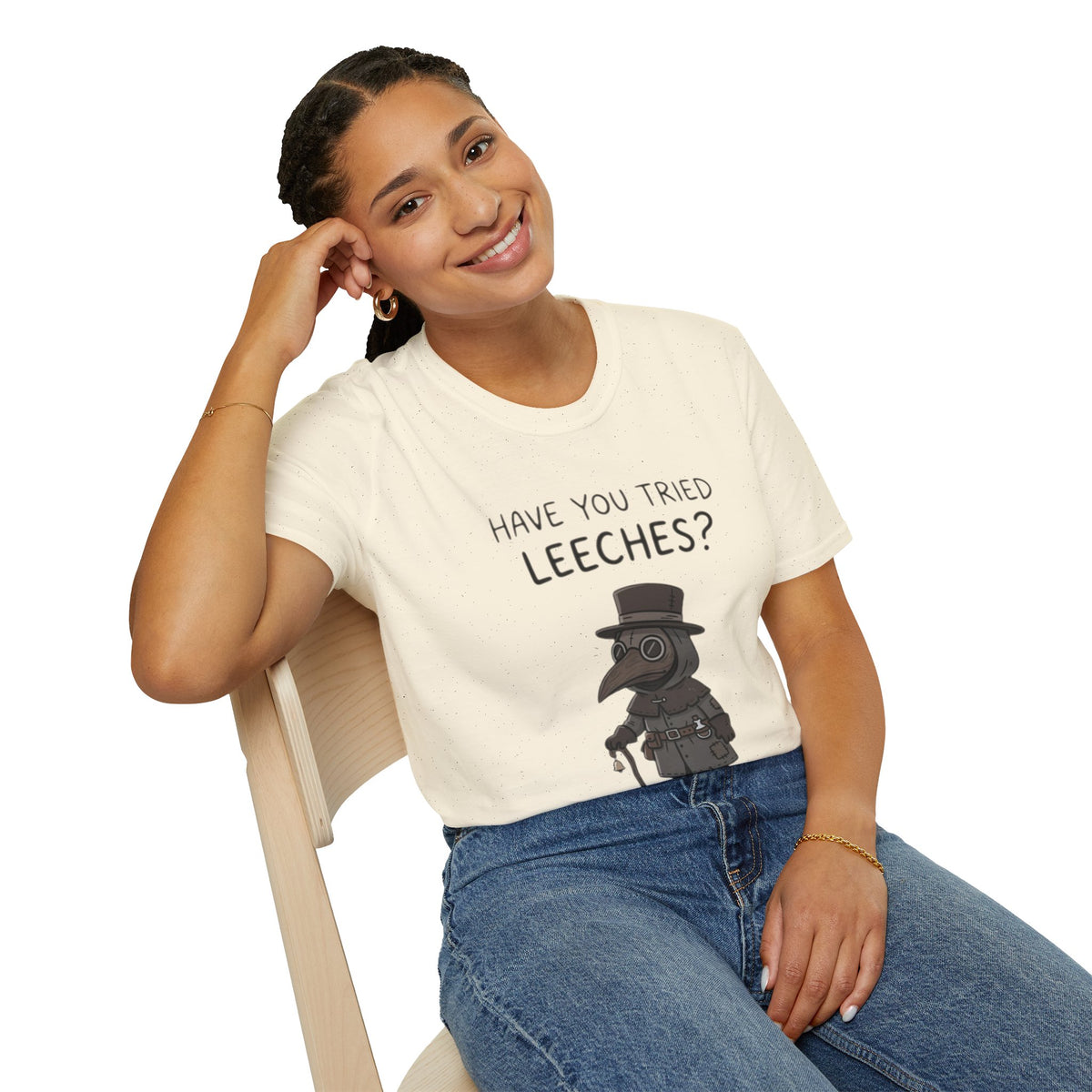 Plague Doctor T-Shirt — “Have You Tried Leeches?” Vintage Medical Humor Tee
