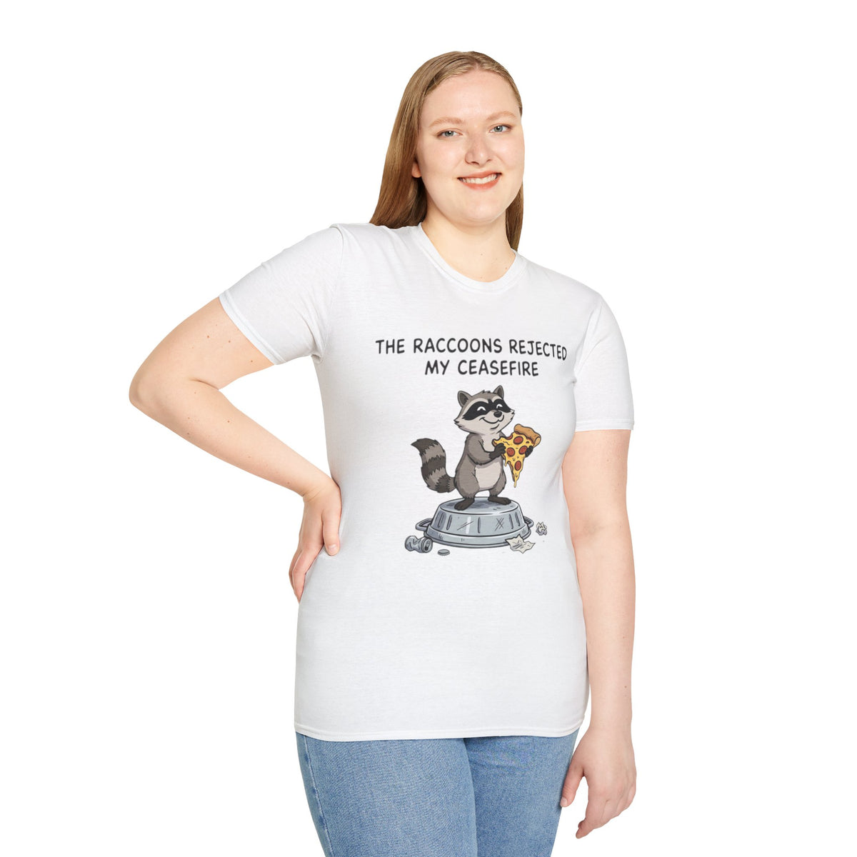 Funny Raccoon Pizza T-Shirt — "The Raccoons Rejected My Ceasefire"