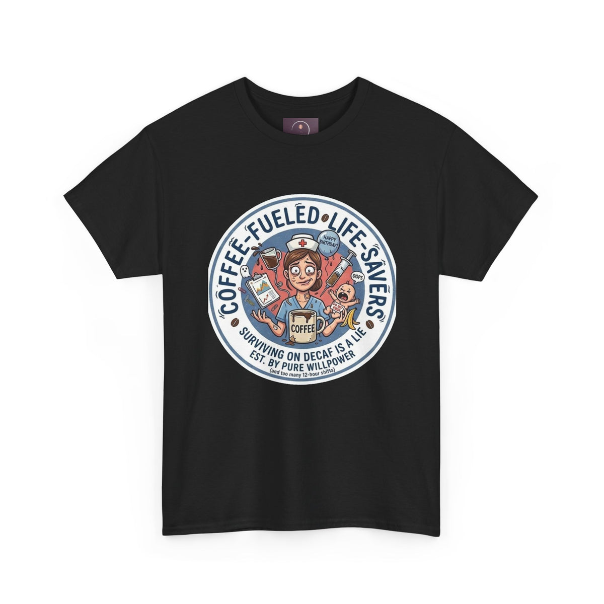 T-shirt "Paramedic & Nurse Coffee Badge" — "Sauveurs de vies alimentés au café" T-shirt rétro EMS Café