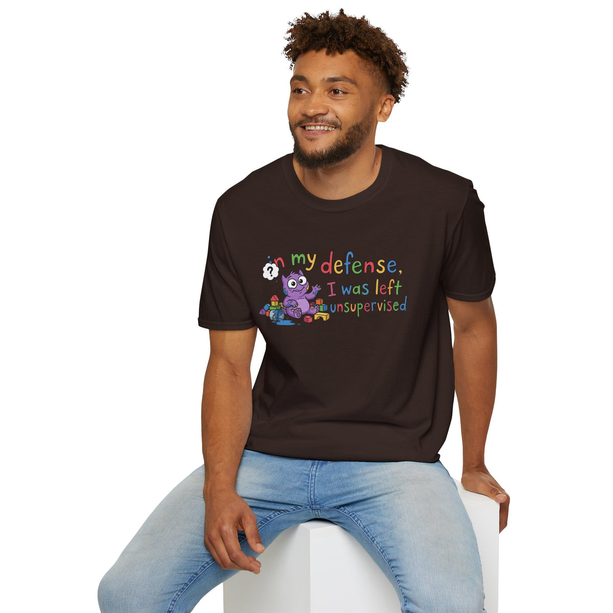 T‑Shirt — “In My Defense, I Was Left Unsupervised” Cute Monster Tee