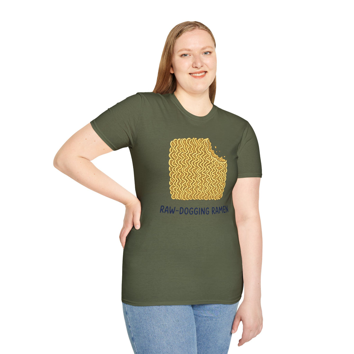 Ramen Graphic Tee — "Raw-Dogging Ramen" Funny Noodle Bite T-Shirt