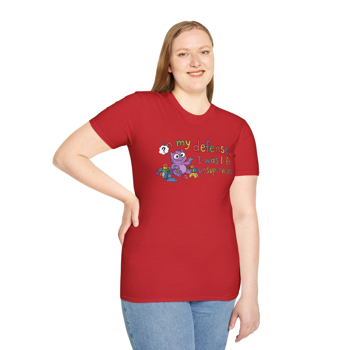 T‑Shirt — “In My Defense, I Was Left Unsupervised” Cute Monster Tee