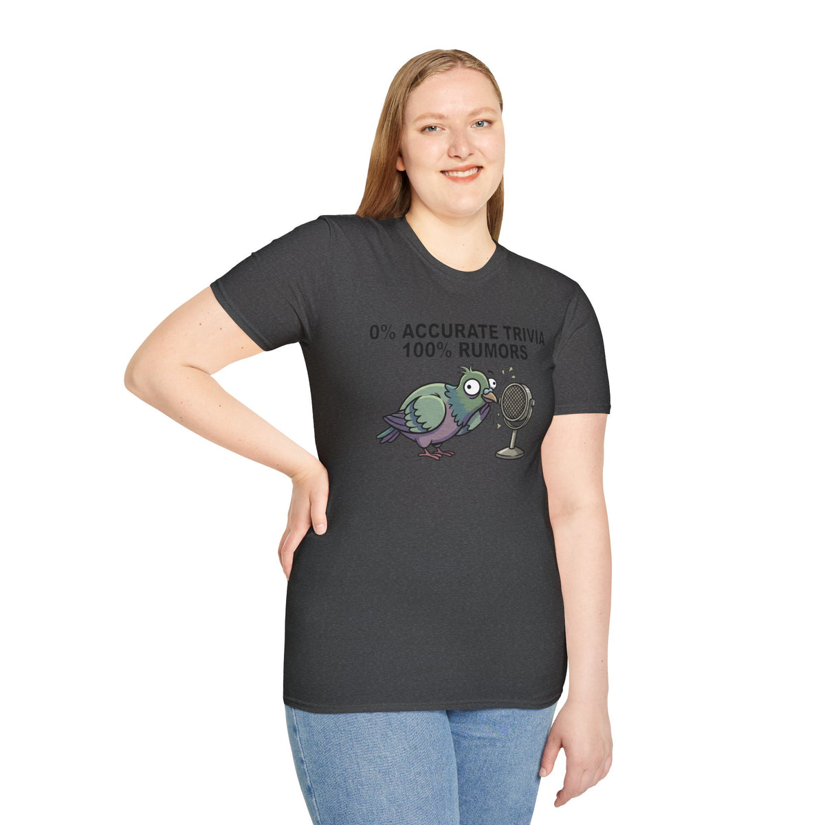 Trivia Rumor Pigeon T-Shirt — 0% Accurate Trivia 100% Rumors Graphic Tee