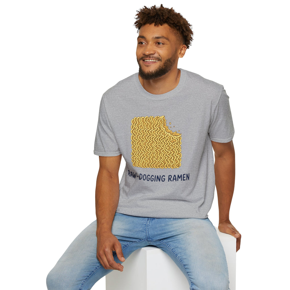 Ramen Graphic Tee — "Raw-Dogging Ramen" Funny Noodle Bite T-Shirt