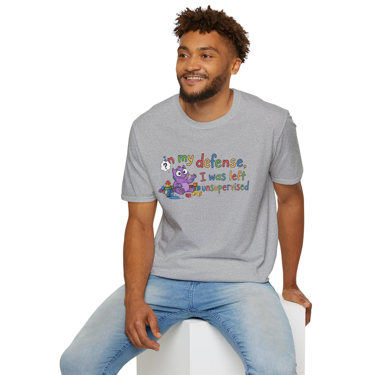 T‑Shirt — “In My Defense, I Was Left Unsupervised” Cute Monster Tee