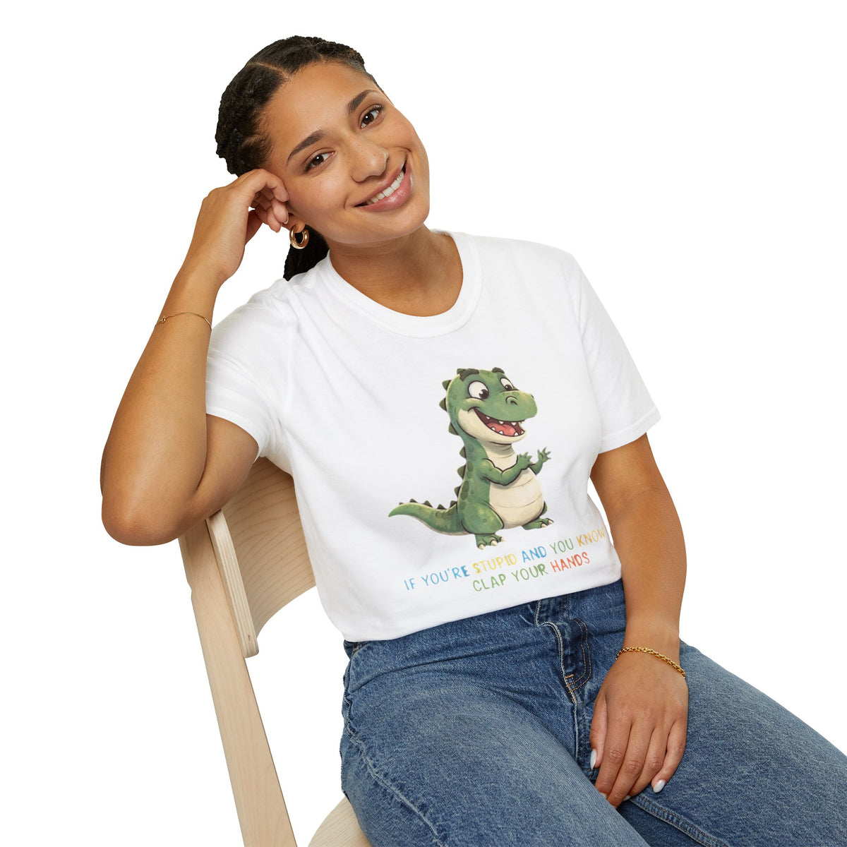 Cute Cartoon Dinosaur Tee — "Clap Your Hands" Kids Graphic T-Shirt