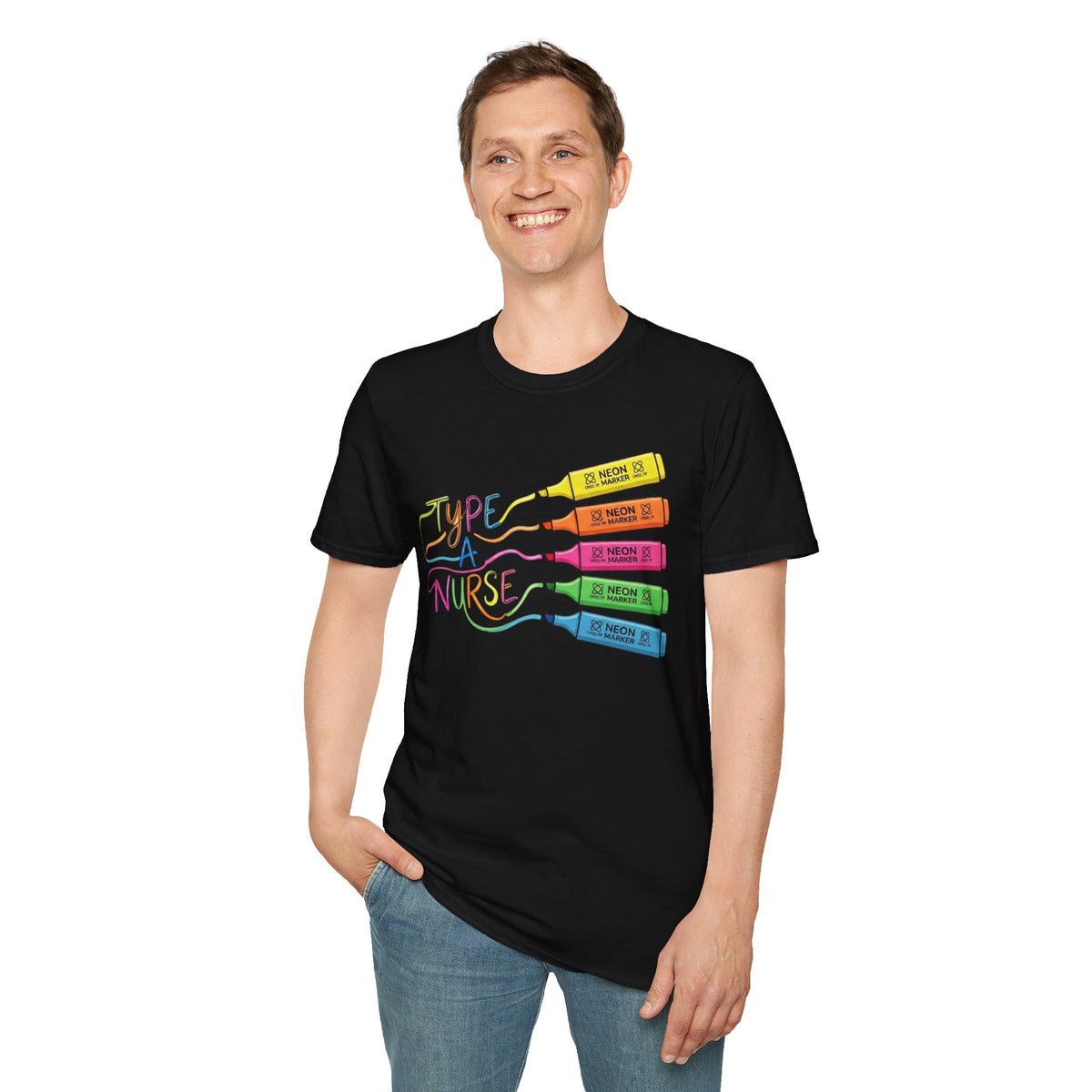 Type A Nurse T-Shirt — Colorful Highlighter Design for Nurses