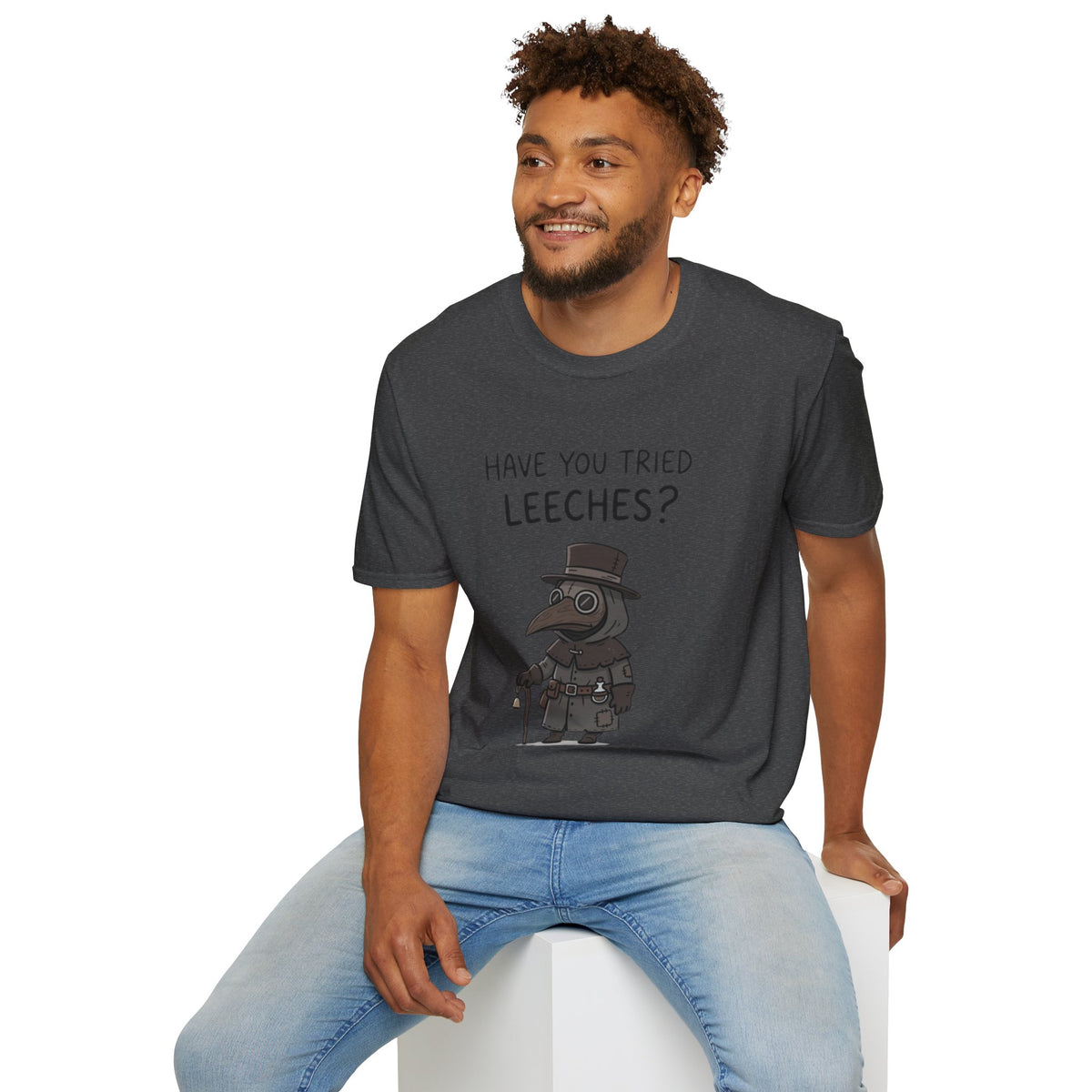Plague Doctor T-Shirt — “Have You Tried Leeches?” Vintage Medical Humor Tee