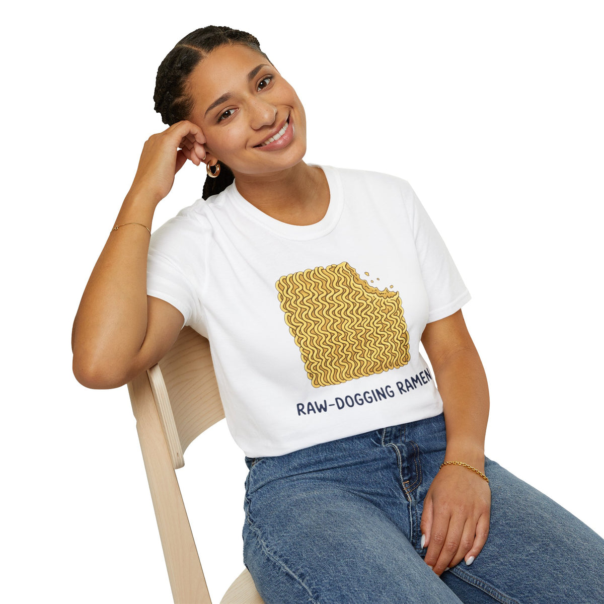 Ramen Graphic Tee — "Raw-Dogging Ramen" Funny Noodle Bite T-Shirt