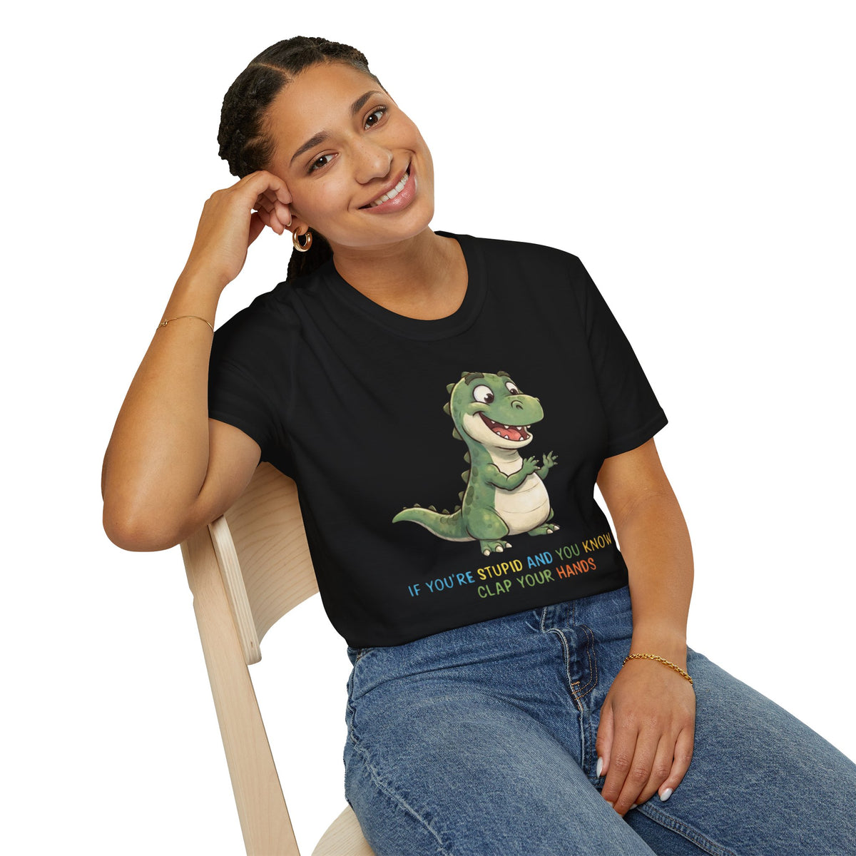 Cute Cartoon Dinosaur Tee — "Clap Your Hands" Kids Graphic T-Shirt