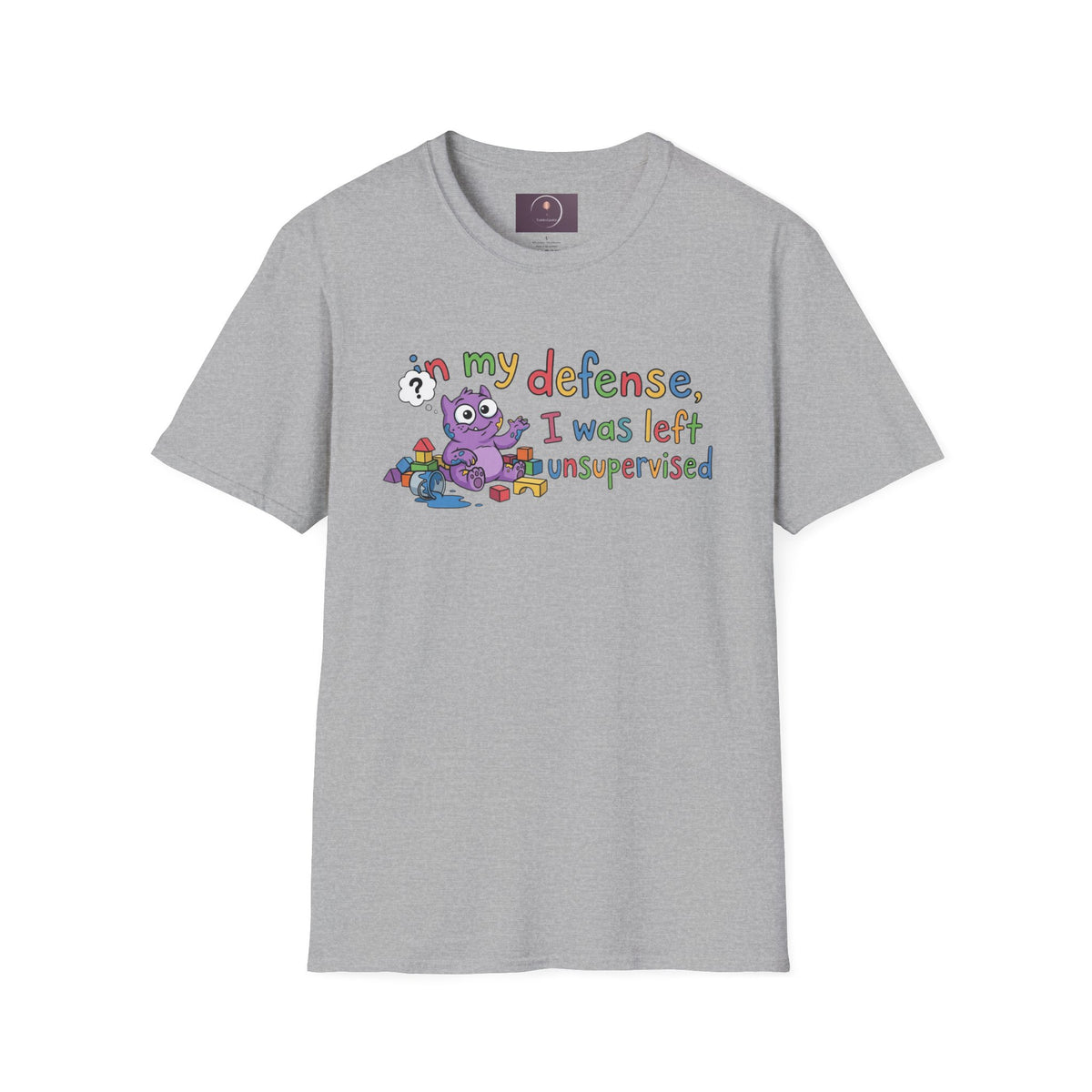 T‑Shirt — “In My Defense, I Was Left Unsupervised” Cute Monster Tee