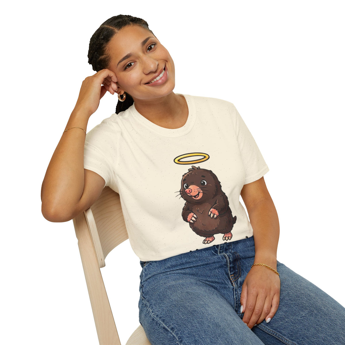 Angel Mole T‑Shirt — Cute Halo Mole Design, "...it's a holy moley" Graphic Tee