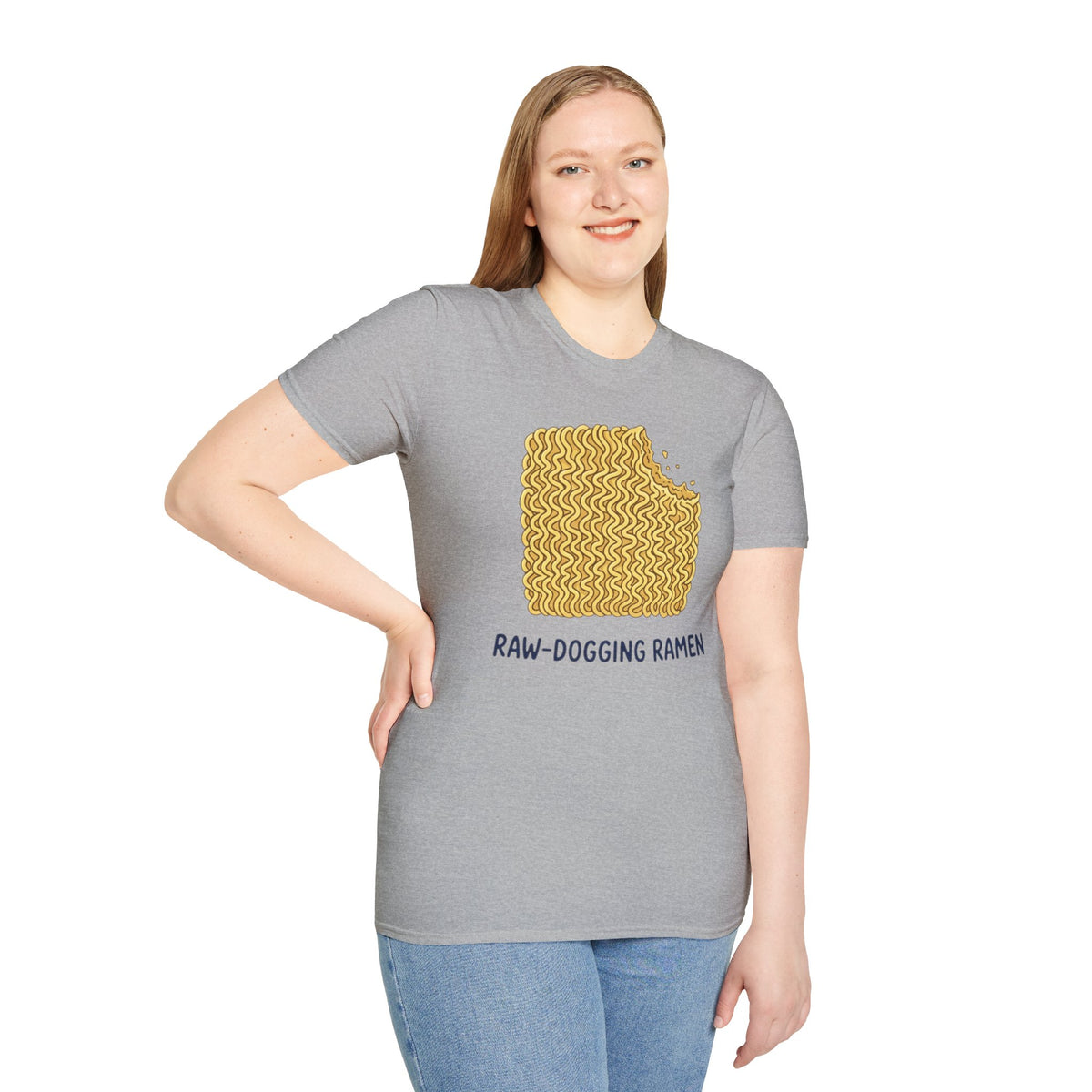 Ramen Graphic Tee — "Raw-Dogging Ramen" Funny Noodle Bite T-Shirt