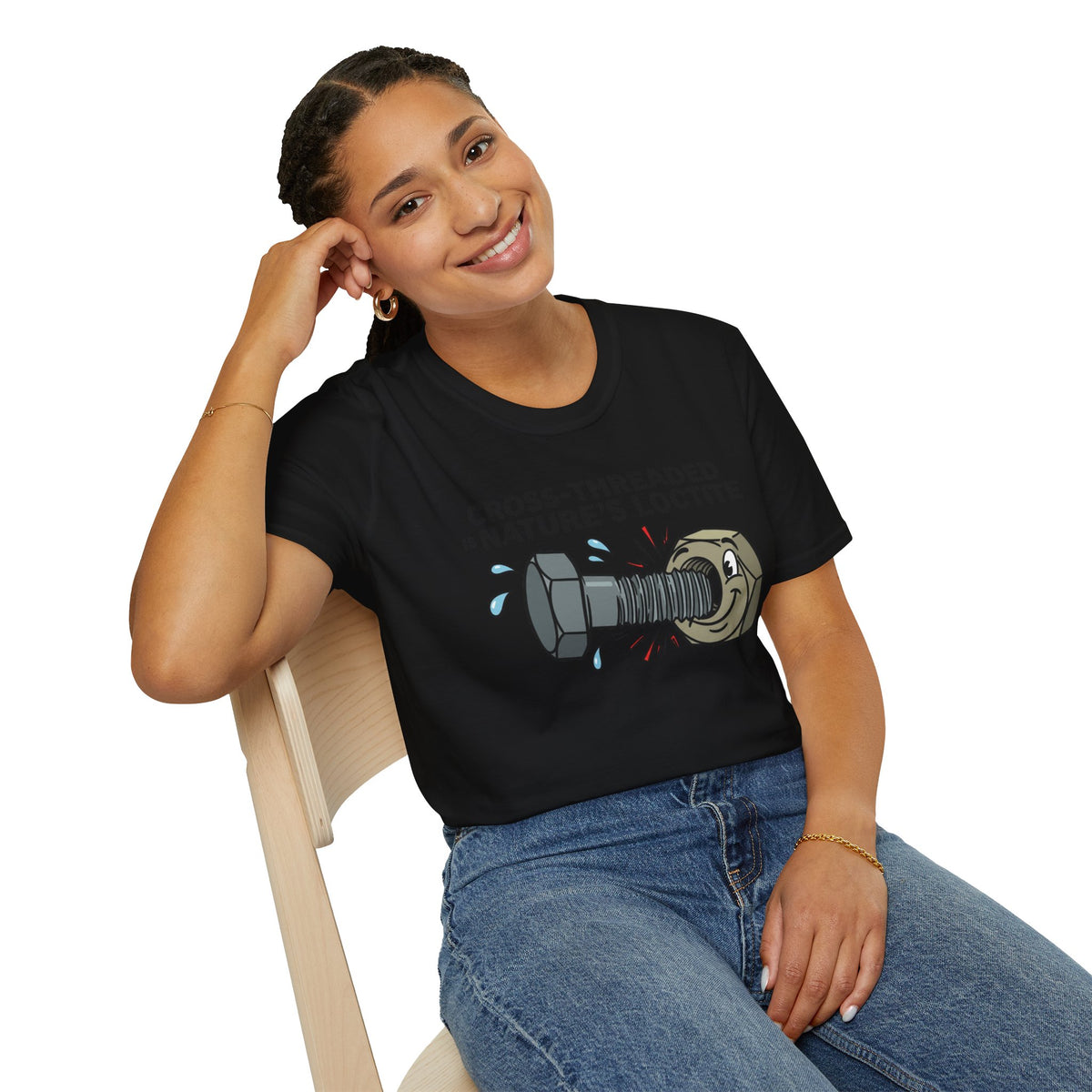 T-Shirt — Cross-Threaded Is Nature’s Loctite Bolt & Nut Funny Mechanical Tee