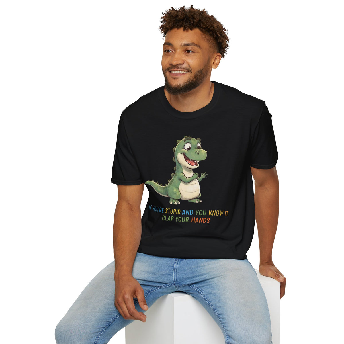 Cute Cartoon Dinosaur Tee — "Clap Your Hands" Kids Graphic T-Shirt