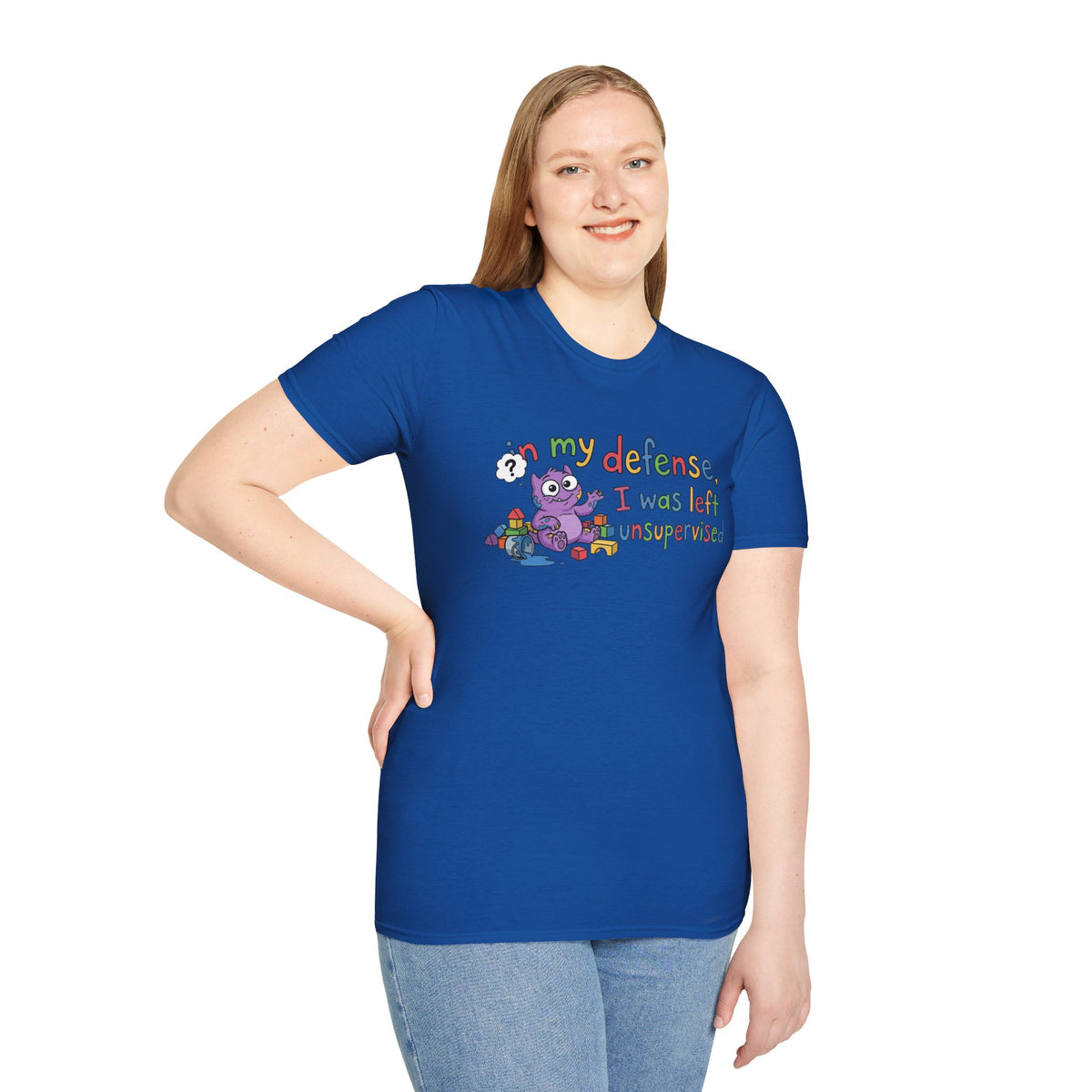T‑Shirt — “In My Defense, I Was Left Unsupervised” Cute Monster Tee
