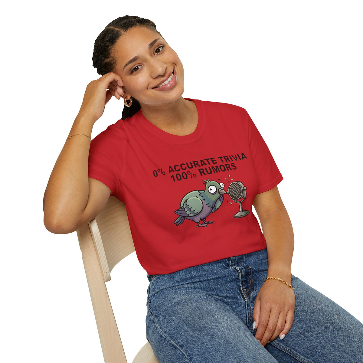 Trivia Rumor Pigeon T-Shirt — 0% Accurate Trivia 100% Rumors Graphic Tee