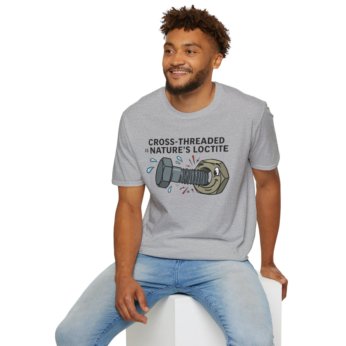 T-Shirt — Cross-Threaded Is Nature’s Loctite Bolt & Nut Funny Mechanical Tee
