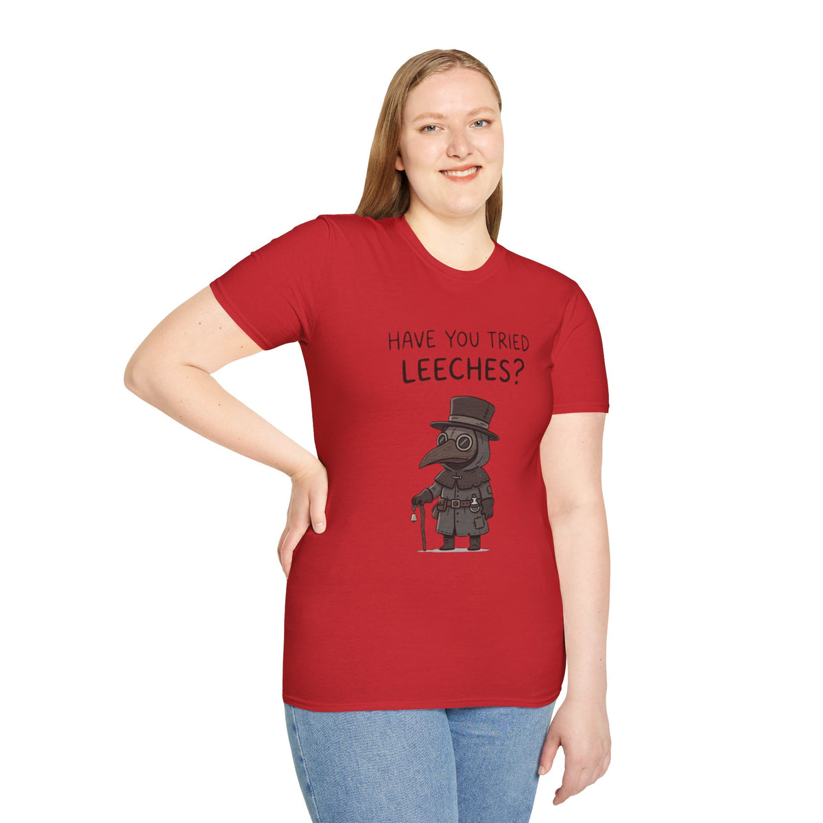 Plague Doctor T-Shirt — “Have You Tried Leeches?” Vintage Medical Humor Tee