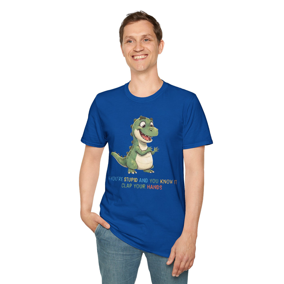 Cute Cartoon Dinosaur Tee — "Clap Your Hands" Kids Graphic T-Shirt