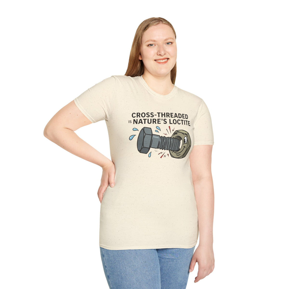T-Shirt — Cross-Threaded Is Nature’s Loctite Bolt & Nut Funny Mechanical Tee