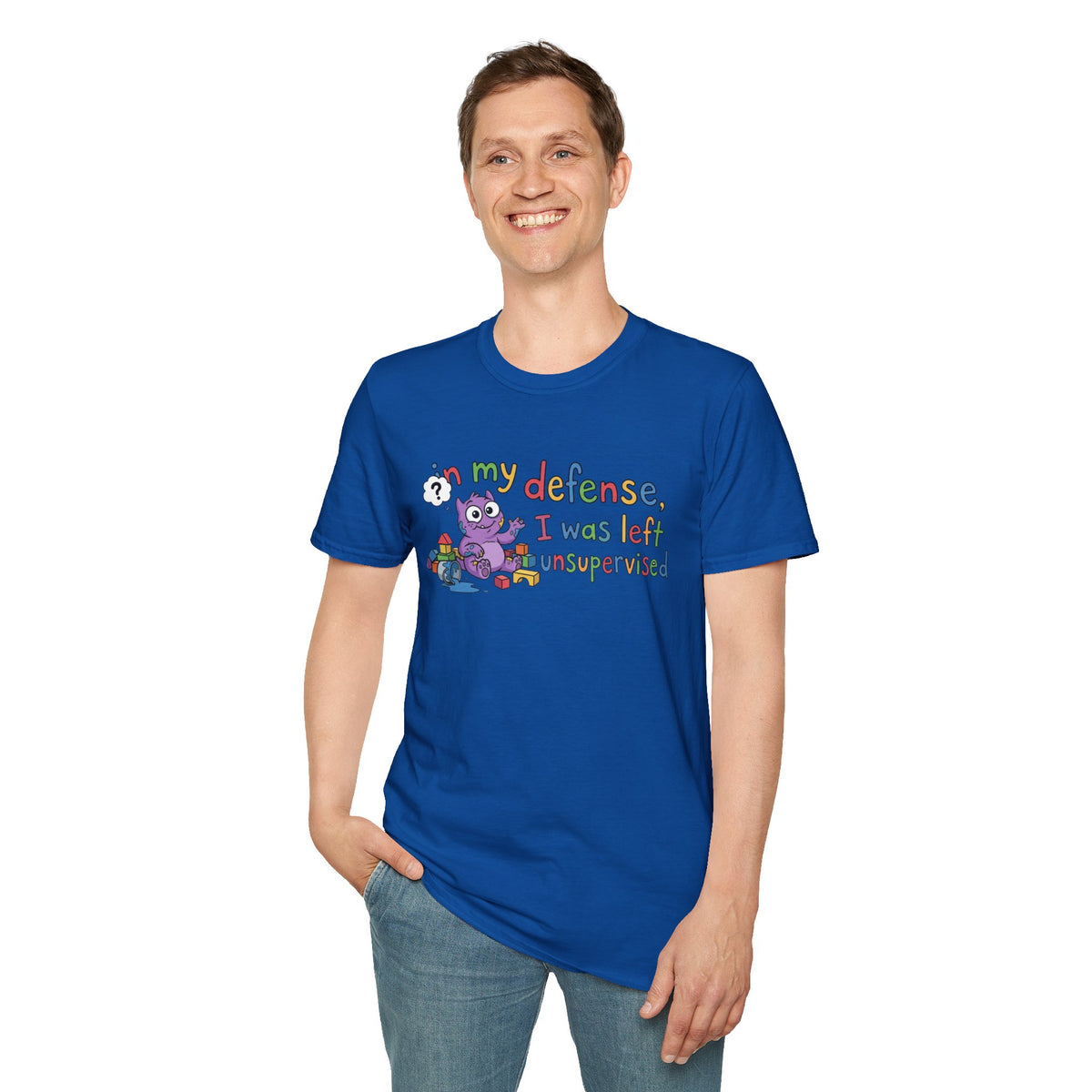 T‑Shirt — “In My Defense, I Was Left Unsupervised” Cute Monster Tee