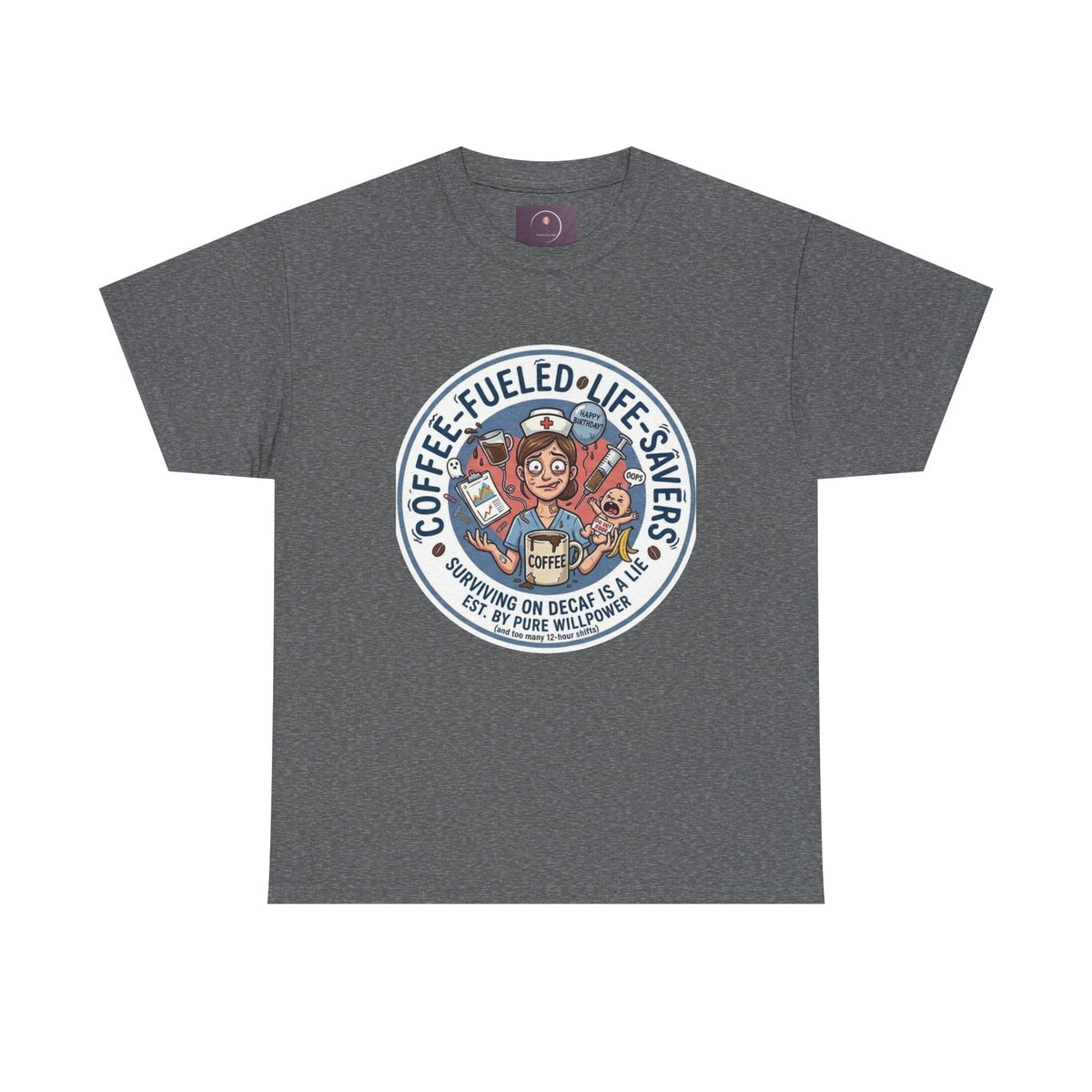 T-shirt "Paramedic & Nurse Coffee Badge" — "Sauveurs de vies alimentés au café" T-shirt rétro EMS Café