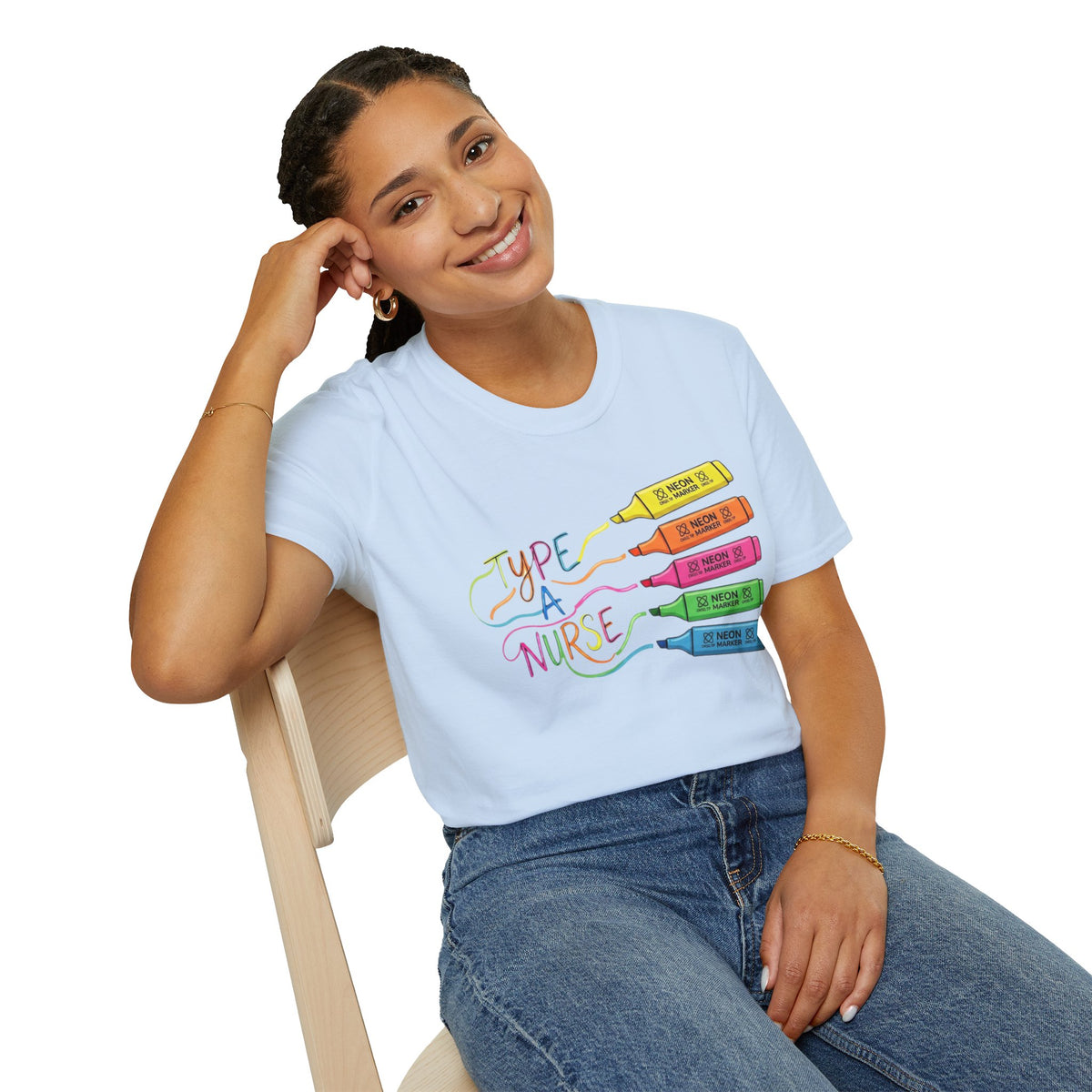 Type A Nurse T-Shirt — Colorful Highlighter Design for Nurses
