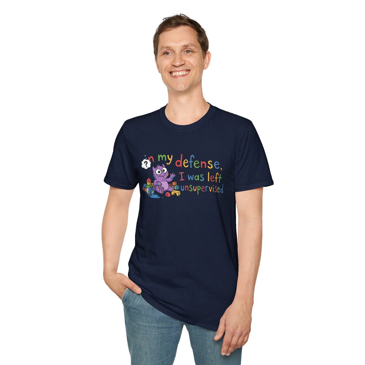 T‑Shirt — “In My Defense, I Was Left Unsupervised” Cute Monster Tee