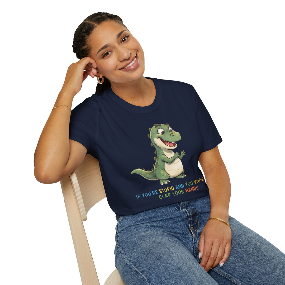 Cute Cartoon Dinosaur Tee — "Clap Your Hands" Kids Graphic T-Shirt