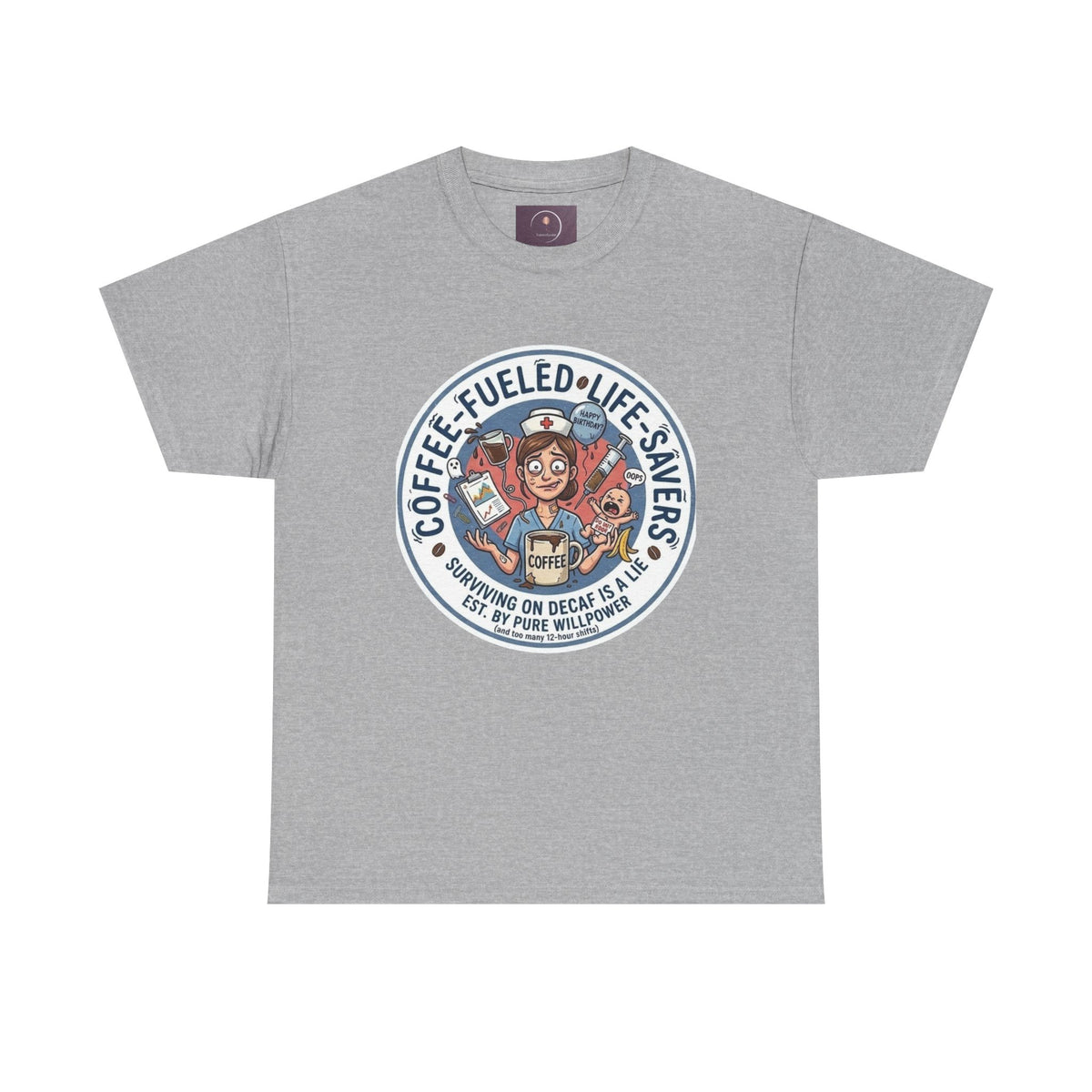 T-shirt "Paramedic & Nurse Coffee Badge" — "Sauveurs de vies alimentés au café" T-shirt rétro EMS Café