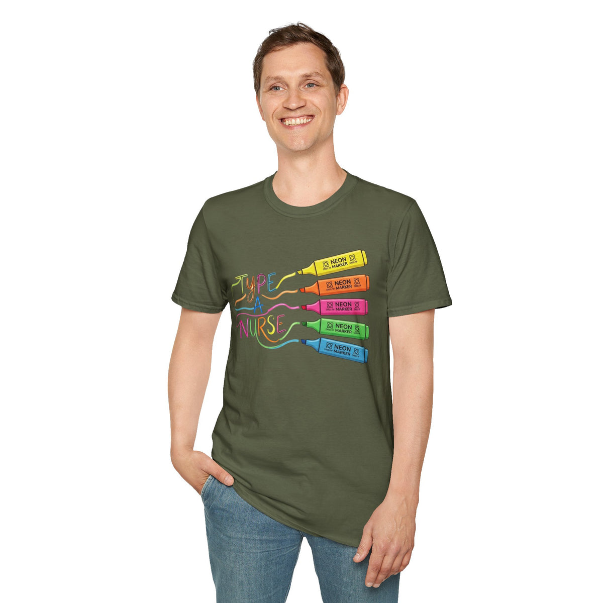 Type A Nurse T-Shirt — Colorful Highlighter Design for Nurses