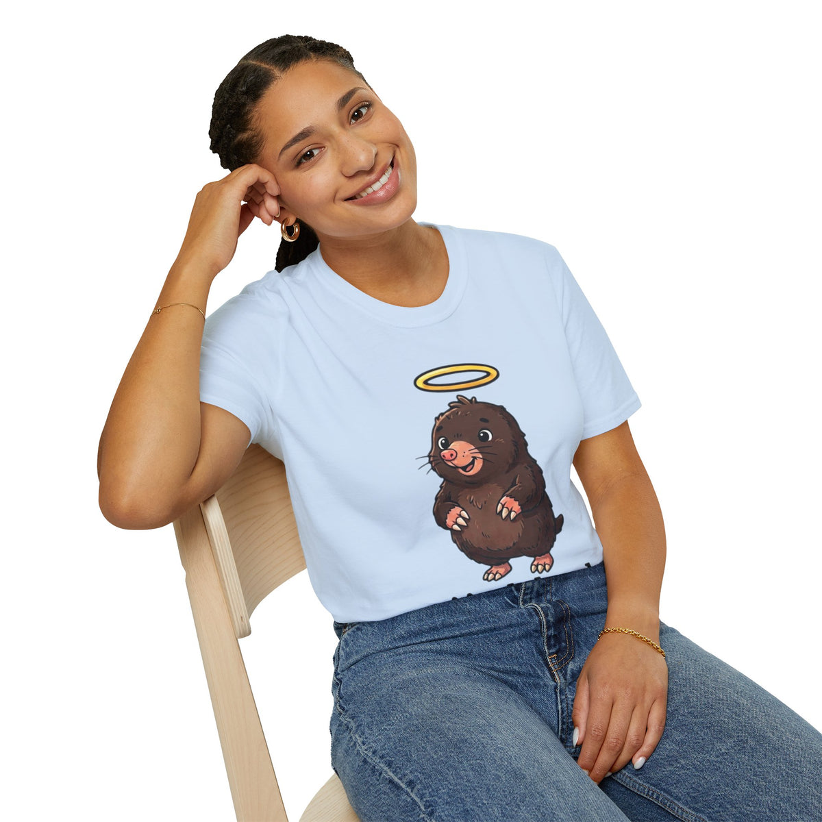 Angel Mole T‑Shirt — Cute Halo Mole Design, "...it's a holy moley" Graphic Tee