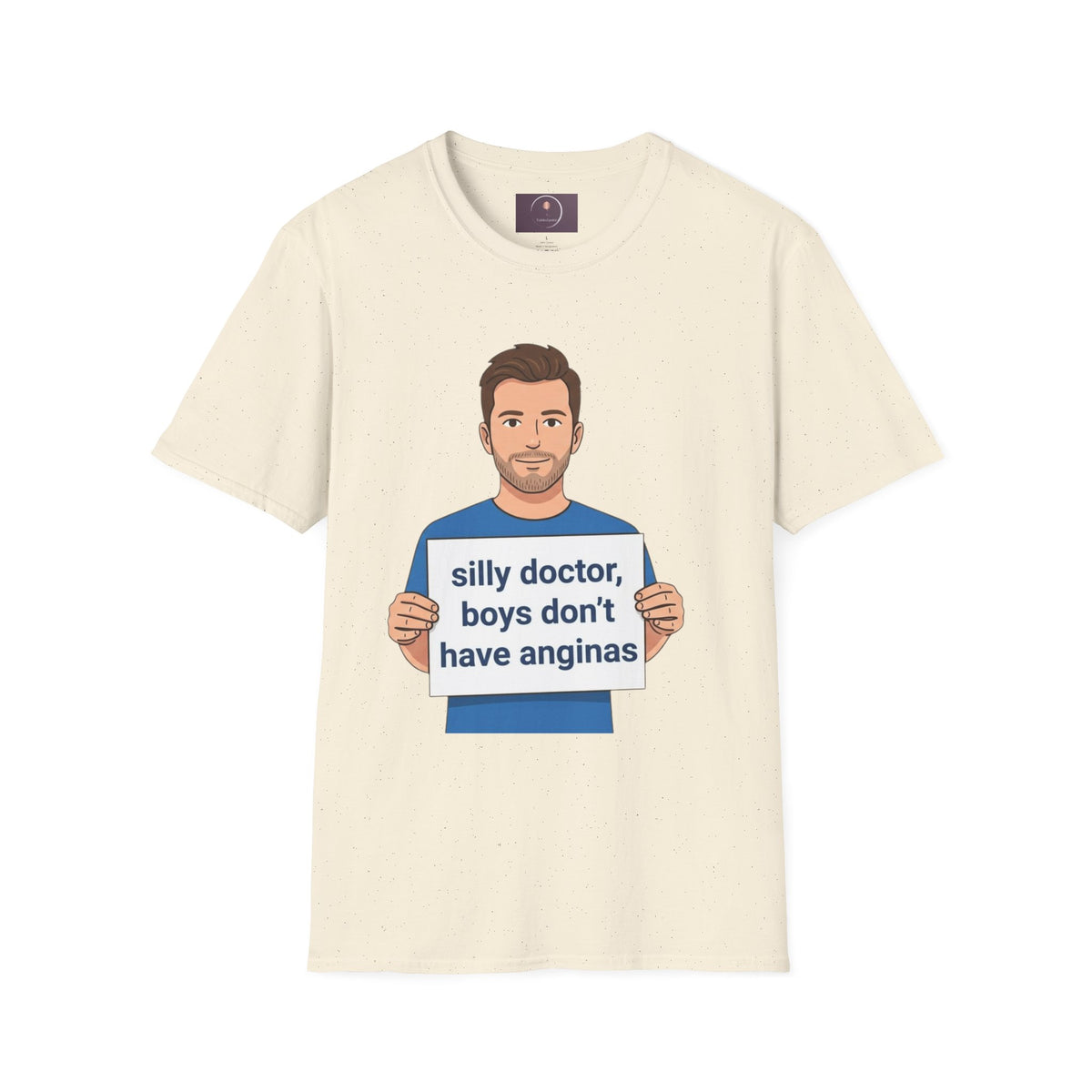 Graphic T-Shirt — 'silly doctor, boys don't have anginas' Cartoon Man Tee