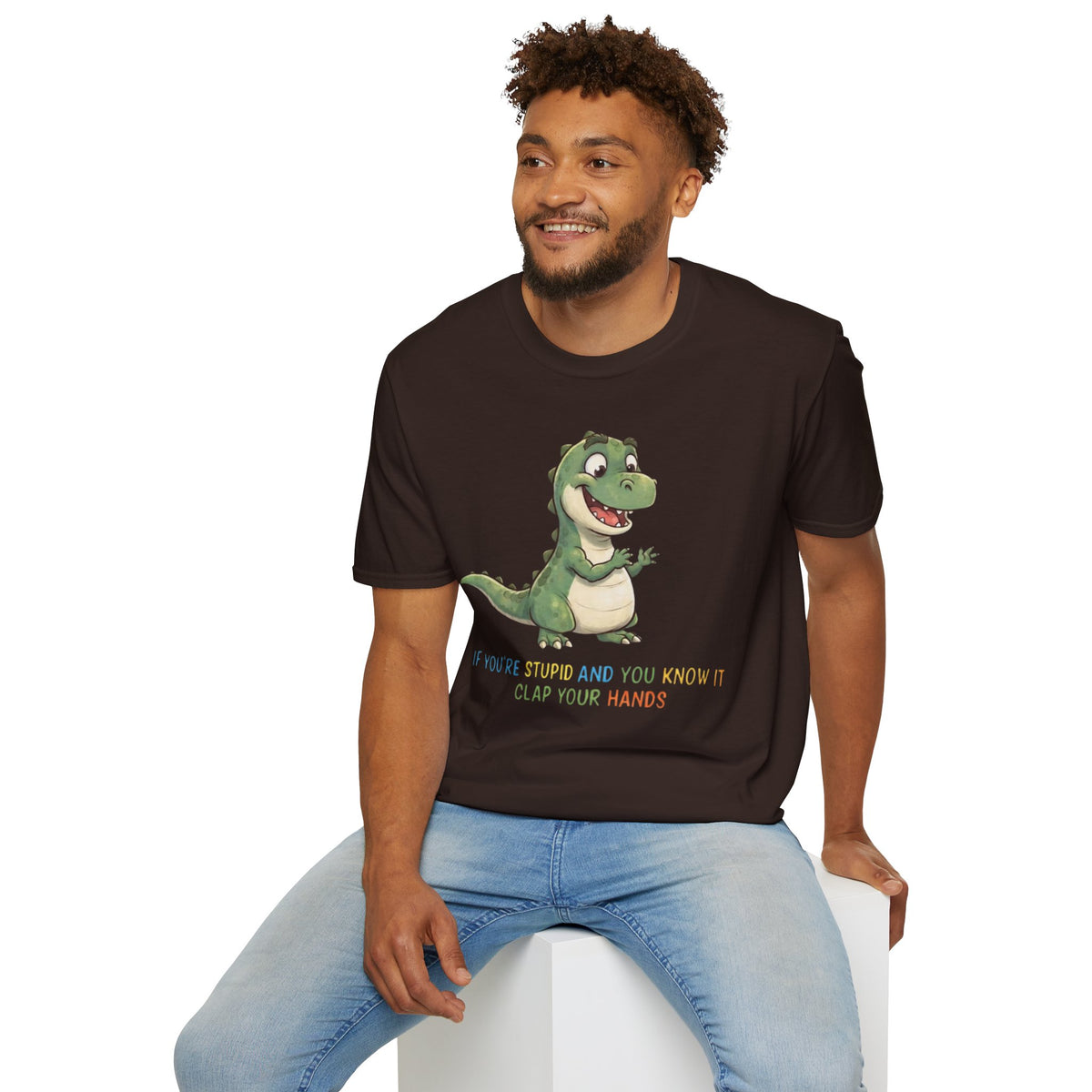 Cute Cartoon Dinosaur Tee — "Clap Your Hands" Kids Graphic T-Shirt