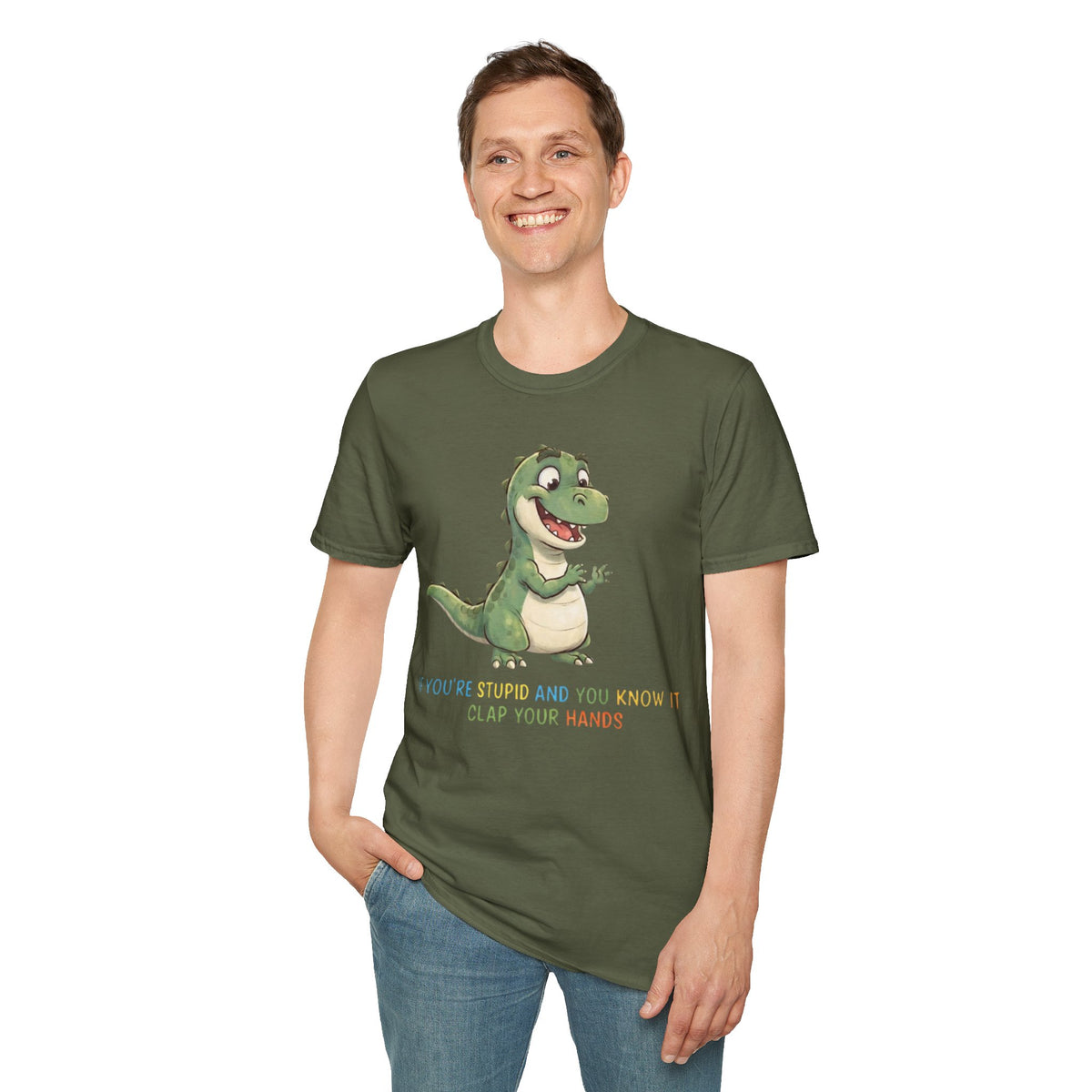 Cute Cartoon Dinosaur Tee — "Clap Your Hands" Kids Graphic T-Shirt
