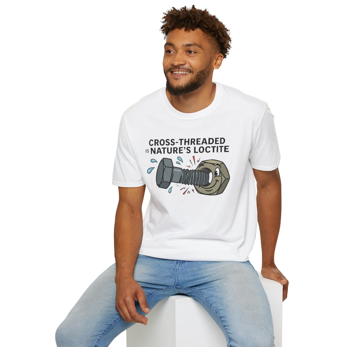 T-Shirt — Cross-Threaded Is Nature’s Loctite Bolt & Nut Funny Mechanical Tee